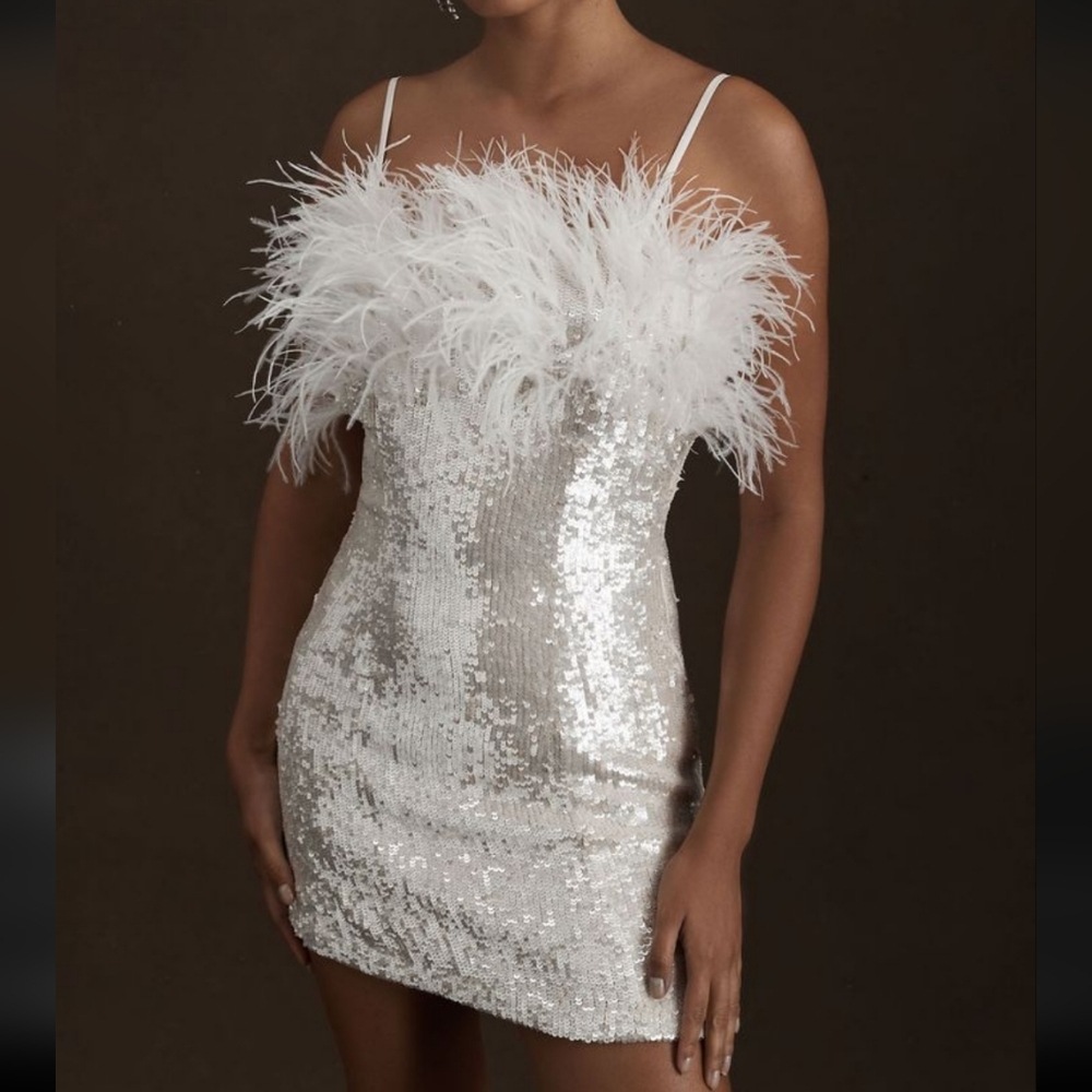 Audrey Adele Adelaide Feather & Sequin Mini Dress - Picture 4 of 11